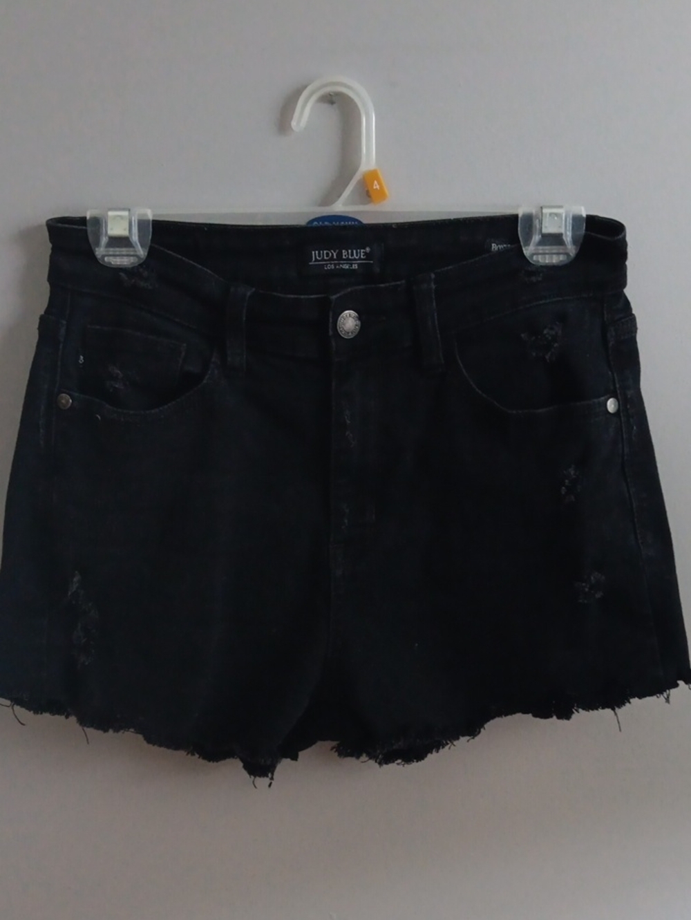 Judy Blue Black Distressed Women Jeans Cut Off Shorts Stretch Ripped Goth